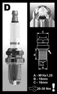 Brisk LGS spark plug Type R FN2 stock engine