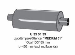 Silencer 2" Medium 51 L=420mm, steel
